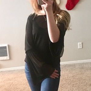 Watch my flow Sheer Black Blouse